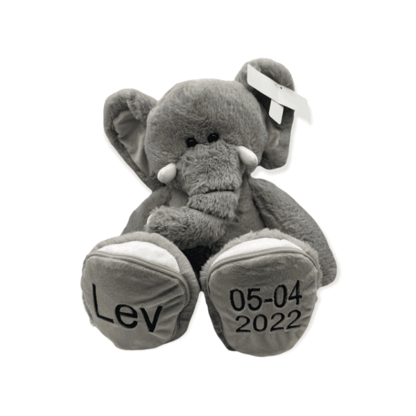 Olifant met naam met Afritsvoetjes,45 cm