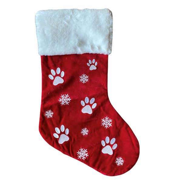 Kerstsok Rood met Hondenpootjes